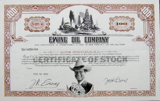 Ewing Oil Co. brown fake share certificate