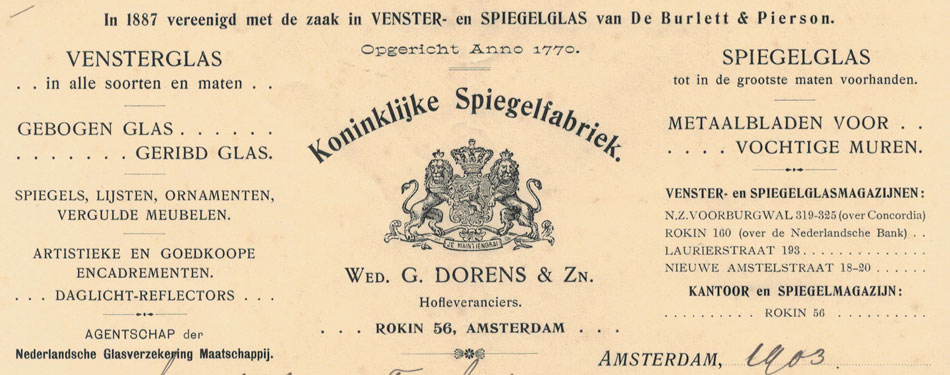wed. G. Dorens & Zn, Amsterdam, rekening uit 1902