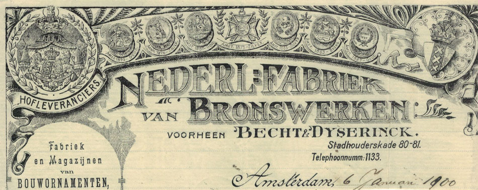 Becht & Dyserinck, rekening uit 1900