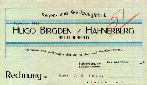 Hugo Birgden briefhoofd