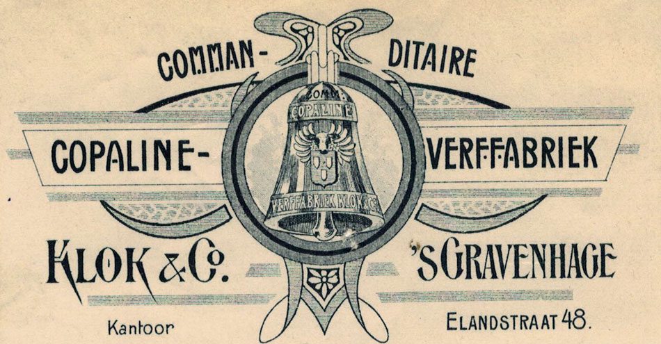 Klok & Co, 's Gravenhage, Copalinefabriek, ontvangstbewijs uit 1906