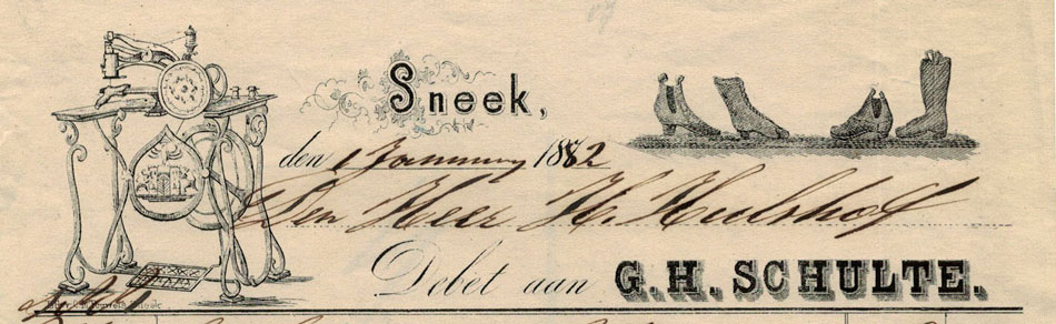 G.H. Schulte, Sneek, schoenmakerij, nota uit 1881