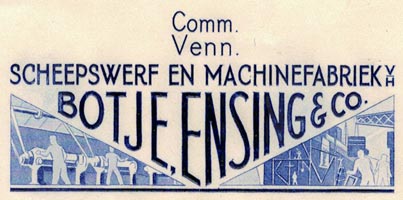 Botje Ensing & Co. scheepswerf te Groningen, brief met gravure uit 1941