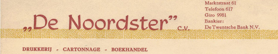 De Noordster, drukkerij, cartonnage en boekhandel te Musselkanaal, rekening uit 1948