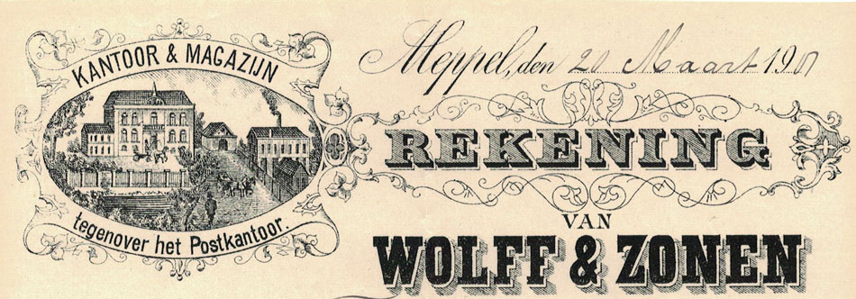 wolff & Zonen, Meppel, behangfabriek, nota uit 1901