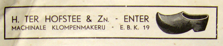 H. ter Hofstee & Zn. Machinale Klompenmakerij, rekening uiit 1939