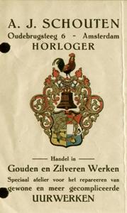 A.J. Schouten, Amstardam, Horloger, Oude Brugsteeg 6