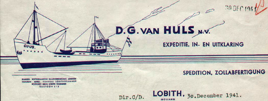 van Huls te Lobith: expeditie, in- en uitklaring: brief uit 1941