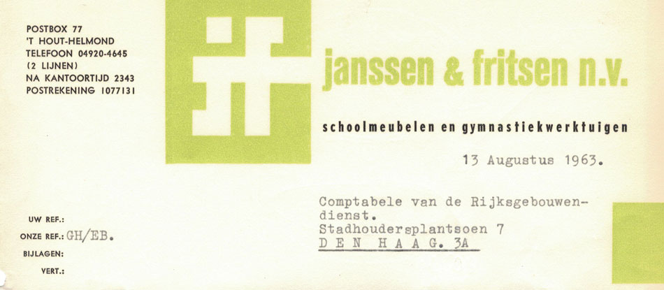 Janssen & Fritsen, beubelfabriek te Helmond, brief uit 1963