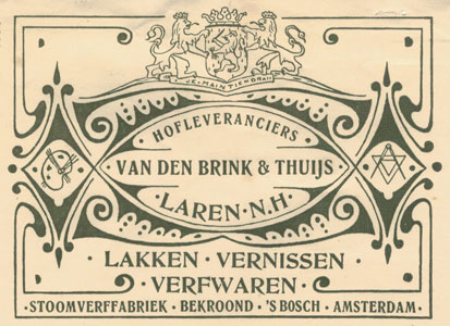 Van den Brink & Thuijs, Laren, Ontvangsbewijs in Art-Deco stijl uit 1936