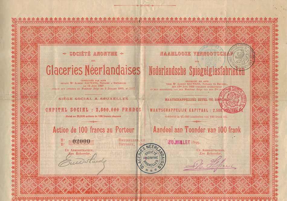 Original Belgium Bond Trust Colonial 1899 dividende Uncancelled TOP Deco coupons 