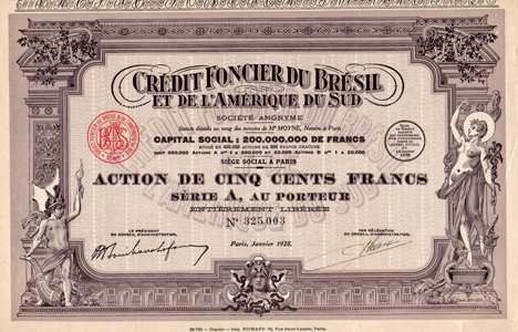 Crédit Foncier du Brésil, engraved by Henri Brauer