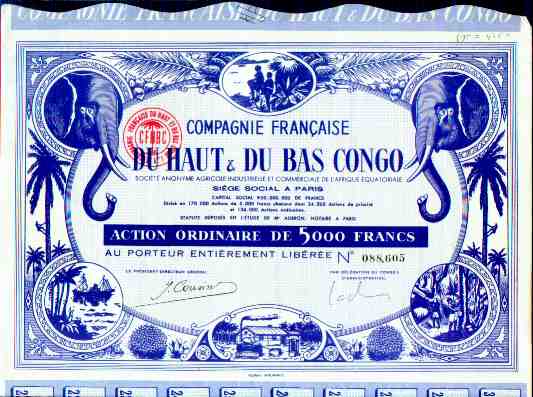 Compagnie Francaise du Haut & du Bas Congo- aandeel