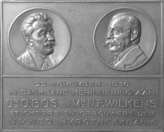 Plakette Bos-Wilkens-Nederlandsche Hypotheekbank Veendam