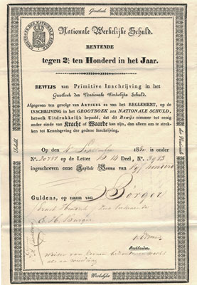 Nationale Werkelijke Schuld, 1830