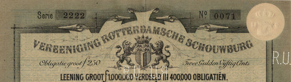 Vereeniging Rotterdamsche Schouwburg, loterijkening uit 1882