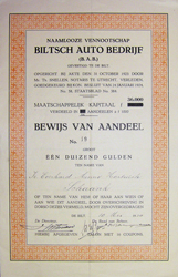 Bitlsch Autobedrijf, zeldzaam aandeel uit 1930