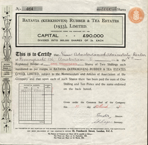 Batavia (Kerkhoven) Rubber & Tea Estates (1933), Limited