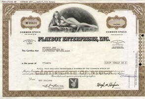 playboy Enterprises share certificate with Wiily Rey