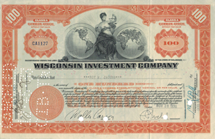 Wisconsin Investment Co. share certificate